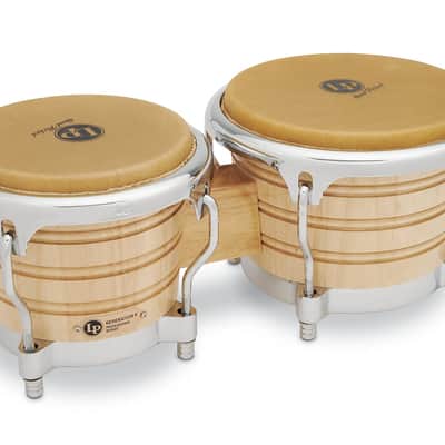 Latin Percussion LP201AX-2 7-1/4" and 8-5/8" Bongos - Natural with Chrome Hardware image 1