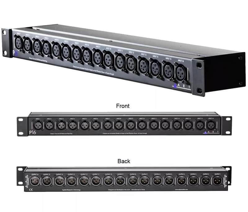 ART P16 Professional 16-Channel XLR Patch Bay | Studio & Live Sound Cable Management image 1