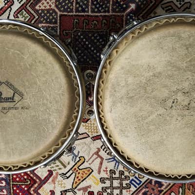 VINTAGE! Pearl Professional Series Oak Stave Short Congas 1990s - Cherry Red image 13