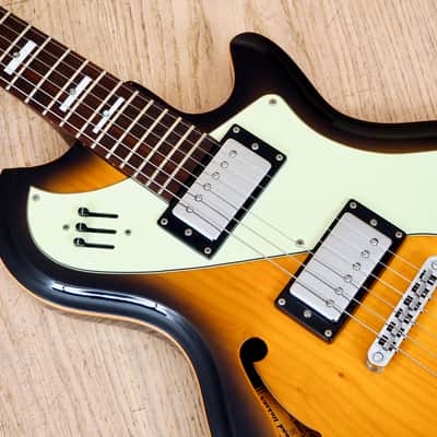 Italia Mondial Deluxe Sunburst Electric Guitar Semi Hollow w/ Piezo image 8