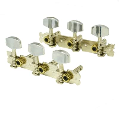 3-on-Plate Classic Acoustic Guitar Tuners Set, Metal knobs Nickel (3x3) image 1