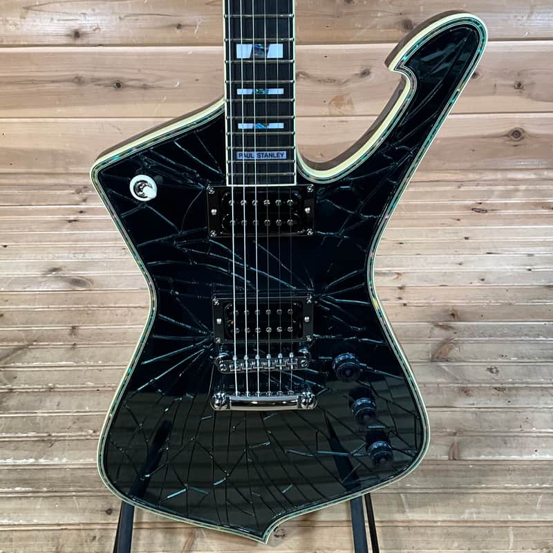 Ibanez PS3CM Paul Stanley Signature Electric Guitar - Black Cracked Mirror image 1