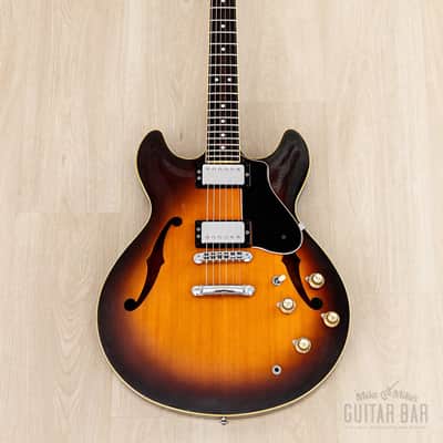 1987 Yamaha Super Axe SA-1800 Vintage Carved Top Semi-Hollow Guitar Brown Sunburst w/ Spinex Humbuckers, Case image 2