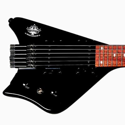 BootLegger Guitar Spade Black Headless With Stiletto  Case & Flask image 9