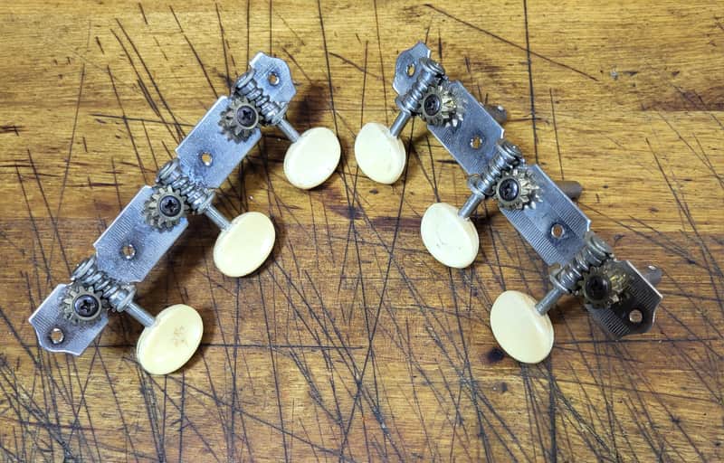 Vintage RARE 1970's 3x3 On a Plate Open Back Fancy Guitar Tuners Japan Luthier Parts #6 image 1