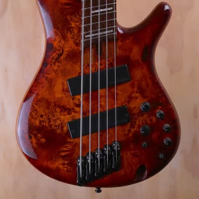 Ibanez SRMS805 5-String Electric Bass Guitar in Brown Topaz Burst, 2017 Model image 1