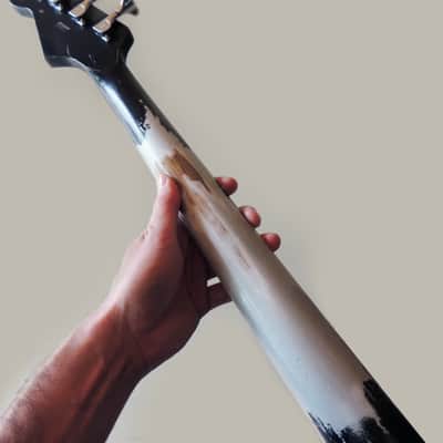 Black/Silver Heavy Relic Precision Style PS Electric Bass Guitar By Burretone Guitars image 3