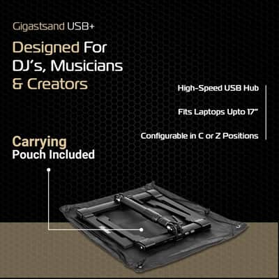 Mint Headliner Gigastand USB+, Adjustable DJ Laptop Stand with Integrated USB-C Hub - Steel & Aluminum Construction, Foldable Design, Telescoping Neck - Perfect for DJs, Musicians, and Creators image 5