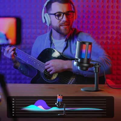 COCONISE Gaming Microphone, USB PC Mic for Podcasts Videos, Streaming, Condenser Mic with Quick Mute, Tripod Stand, Pop Filter, RGB Indicator, Shock Mount, Rotate gain button, Compatible with PS4/5/PC image 7