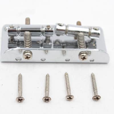 Traditional 2-Saddle 4-String Bass Guitar Bridge - Chrome, Top-Load, '51 P-Bass / Tele Bass Style with Screws image 1