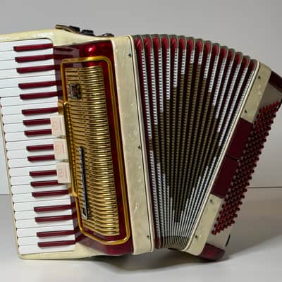 Pearl Red & White Camerano By Scandalli Piano Accordion LM (41key/120Bass) Italy image 1