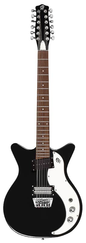 Danelectro D59X12-BLACK Semi-Hollow Double Cutaway Shorthorn Shape 12-String Electric Guitar image 1