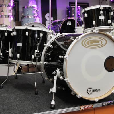 Orange County Drums & Percussion OCDP USA Custom Drum Kit  22" 4 Piece Shell Pack Black w/ White Hw image 1