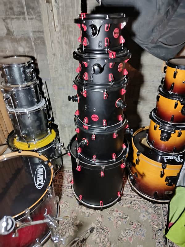 ddrum Hybrid 6 Player 10/12/14/16/20/6x13" Drum Kit with Triggers 2010s - Black / Red image 1