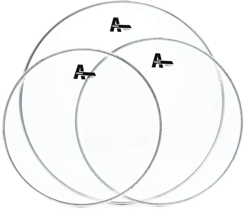 Attack Proflex 1 Clear 3-piece Drumhead Pack (3-pack) Bundle image 1