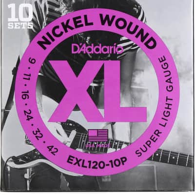 D'Addario EXL120 XL Electric Guitar Strings - .009-.042 Super Light  10-pack image 1