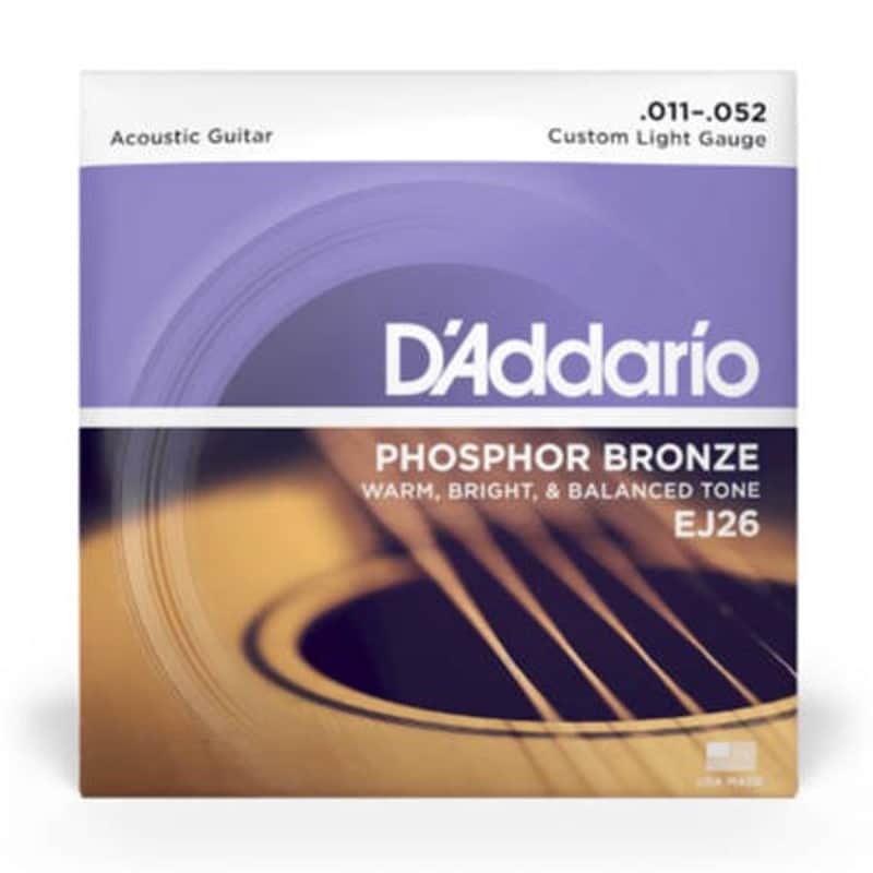 D'Addario EJ26-3D Phosphor Bronze Acoustic Guitar Strings, Custom Light, 11-52, 3 Sets image 1