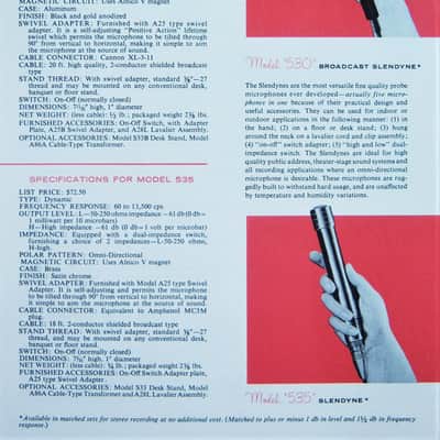 Vintage RARER 1959 Shure 535 / 530 / 525 dynamic microphone dual Z w accessories image 2