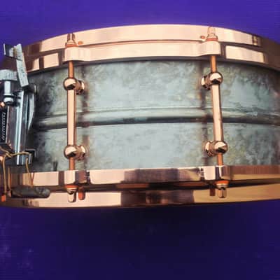 Ludwig LM400 prototype AVH Limited Edition Alex Van Halen Signature Supraphonic 6.5x14" 10-Lug Aluminum Snare Drum with Tube Lugs, Copper Hardware 2017 - Raw Aluminum image 4