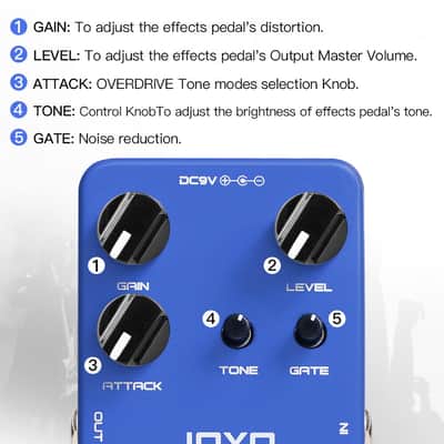 Joyo JF-23 Argos Overdrive Pedal Built-in Noise Gate for Electric Guitar or Bass True Bypass image 14