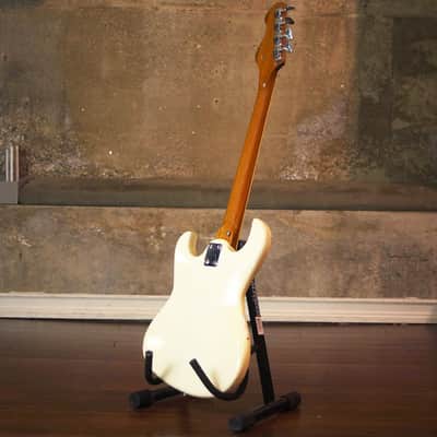 Arirang Short Scale Bass 1970s Olympic White & Mahogany Neck image 8