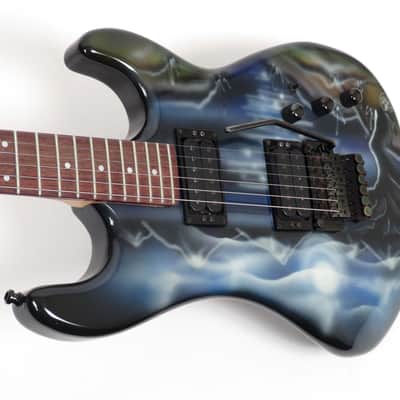 1985 Kramer Pacer Imperial - Graphic Night Scene - Banana Headstock! - Original Case & Hang Tag - Guitar Art image 8