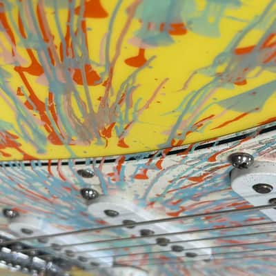 Fender FSR "Splattercaster" Standard Splatter Stratocaster with Rosewood Fretboard 2003 - 2004 - Graffiti Yellow, Dakota Red, Orange, Sage Green Metallic, and Blue Agave Swirl over Olympic White image 11
