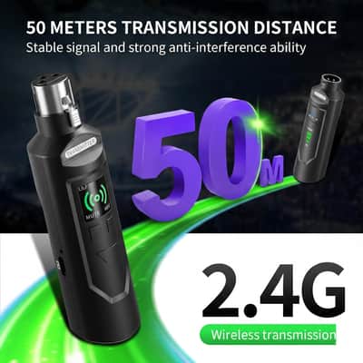 Wireless XLR Transmitter & Receiver,Microphone System for 164ft Range,2.4GHz Wireless Mic Adapter for Condenser & Dynamic Microphone, Audio Mixer, Speaker,PA Systems image 3