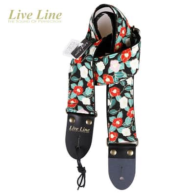 Live Line Chirimen Crepe Series Tsubaki Camellia Guitar Strap — Made in Japan