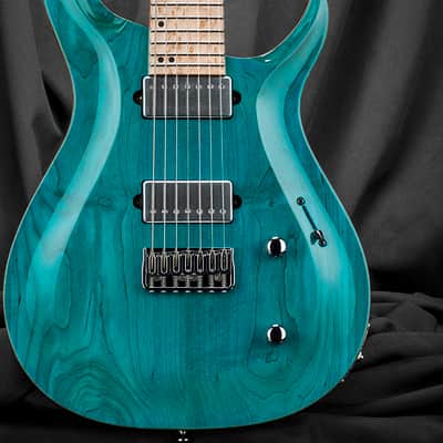 Kiesel C7H Crescent Carved Top 7-String Electric Guitar 2019 Aqua Antique Ash w/ Soft Case image 1