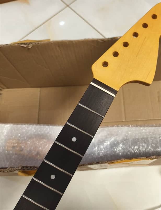24 inch short scale Yellow maple electric guitar neck part 22fret Rosewood inlay image 1