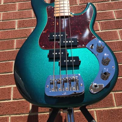 2020 G&L USA Custom Shop Matador Turqoise Burst Flame Neck 4-String Bass w/Case image 7