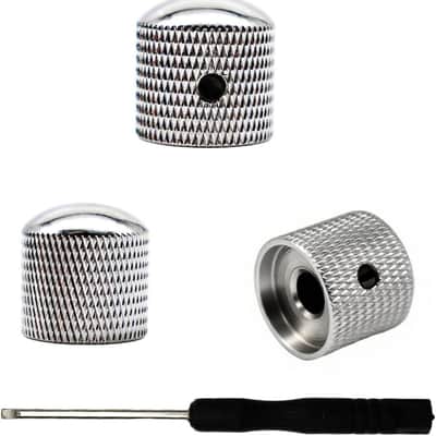 3Pcs Guitar bass Knobs Nickel Metal Volume Tone 6mm Dome Speed Control Knobs Equipped with a screwdriver for Fender Strat Telecaster Gibson Les Paul Guitar Bass Accessories(Chrome) image 1
