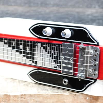 National Dynamic Lap Steel Red & White 6-String Electric Lap Steel Guitar w/Case image 7