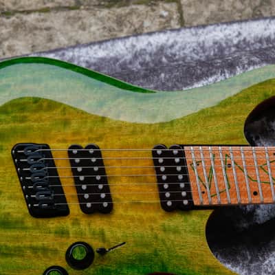 Boutique guitar Ergal 7 string fanned points and lines edition by GB Liuteria image 8