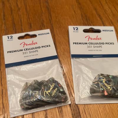 Fender Medium Celluloid Picks - Abalone - 198-0357-857 - 2 Pack Lot (24 Picks) - Made in USA - 2019 image 2