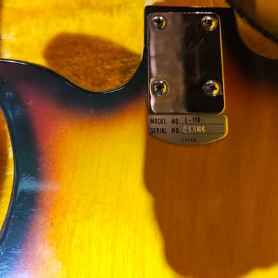 Teisco  tulip  guitar, sunburst Circa 1970's image 8