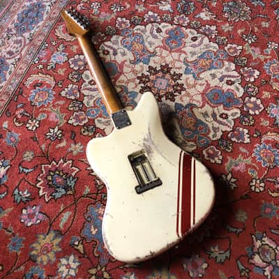 Made to Order - FRANCHIN Neptune guitar Racing Stripe Relic Aged 100% Nitro Lacquer (Sunburst/ Black/ White/ Blue/ Green/ Yellow/ Red/ Pink/ Burgundy/ Purple/ Gold/ Silver, etc.) Offset Jazzmaster Style Made in Italy image 4
