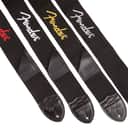 FENDER 2" BLACK POLY STRAP WHITE LOGO