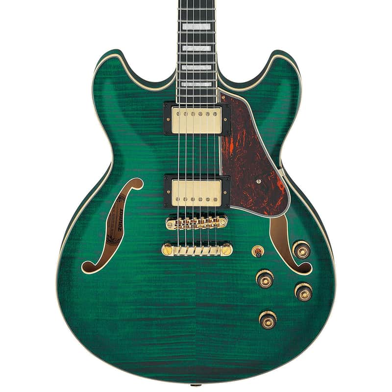 Ibanez AS93FM AS Series Artcore Expressionist Semi-Hollow Electric Guitar - Transparent Moss Green image 1