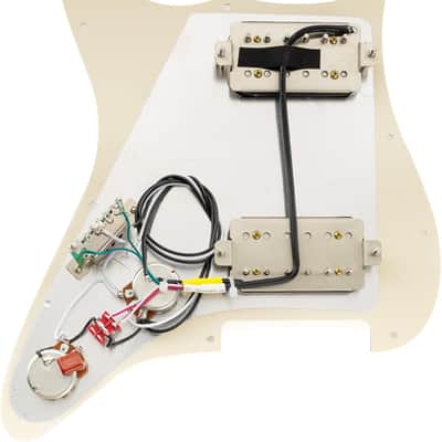 Pro-SE ST-HH-OMHA Pre-wired Pickguard with Alnico 5 Humbuckers Mini Toggle Switch for Strat Style Electric Guitar, 4Ply Aged White Pearl image 3