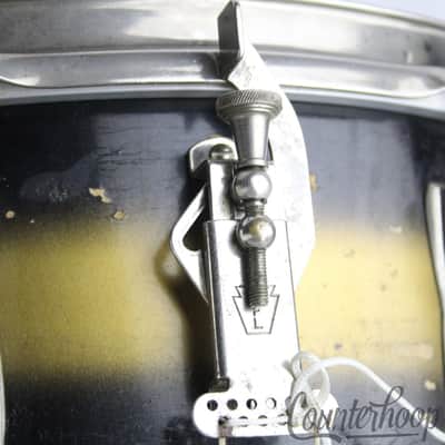 *Ludwig WFL 14x5"Jazz Festival Snare Drum Black/Gold Duco Brass Rims Vintage 50s image 3