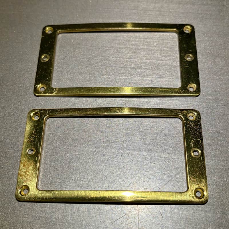 Unbranded Solid Brass Curved Humbucker Pickup Mounting Ring 1970s - Brass image 1