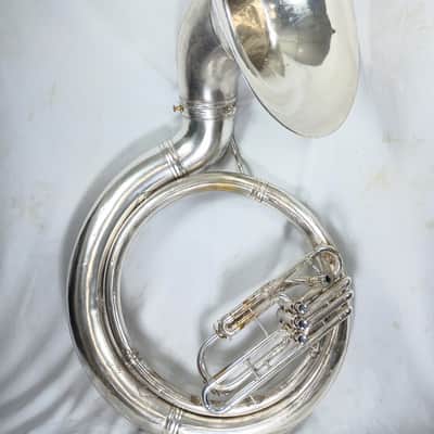 King 2350 BBb Satin Silver Sousaphone - complete overhaul with case, neck, and bits image 7