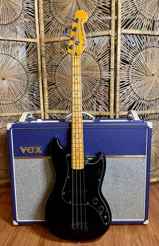 Upgraded Squier Bronco Bass, Modded MusicMaster, Short Scale Black