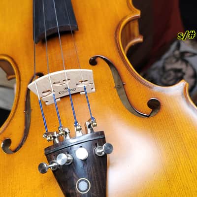 Cecilio 4/4 Deluxe Student+ Violin Aged 2 Years+ Tonewoods Solid Spruce Top Flamed Maple,Neck & sides, Inlaid Purfling, All-Ebony Components, Independent Fine-Tuners, Mongolian Horsehair Brazilwood Bows, Satin Antique Finish image 17