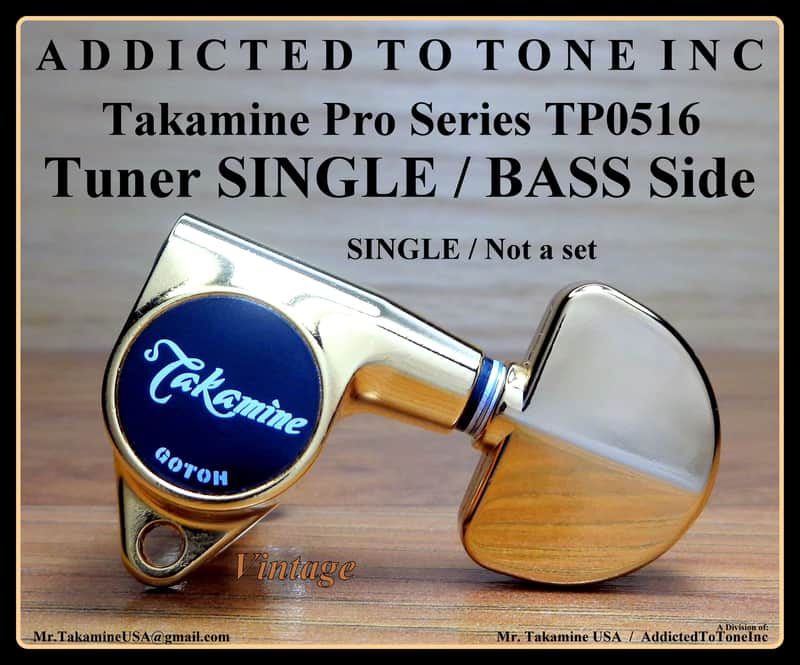 Takamine Takamine Pro Series TP0516 Vintage Tuner SINGLE / BASS Side - Gold Machine Head with Gold Buttons image 1