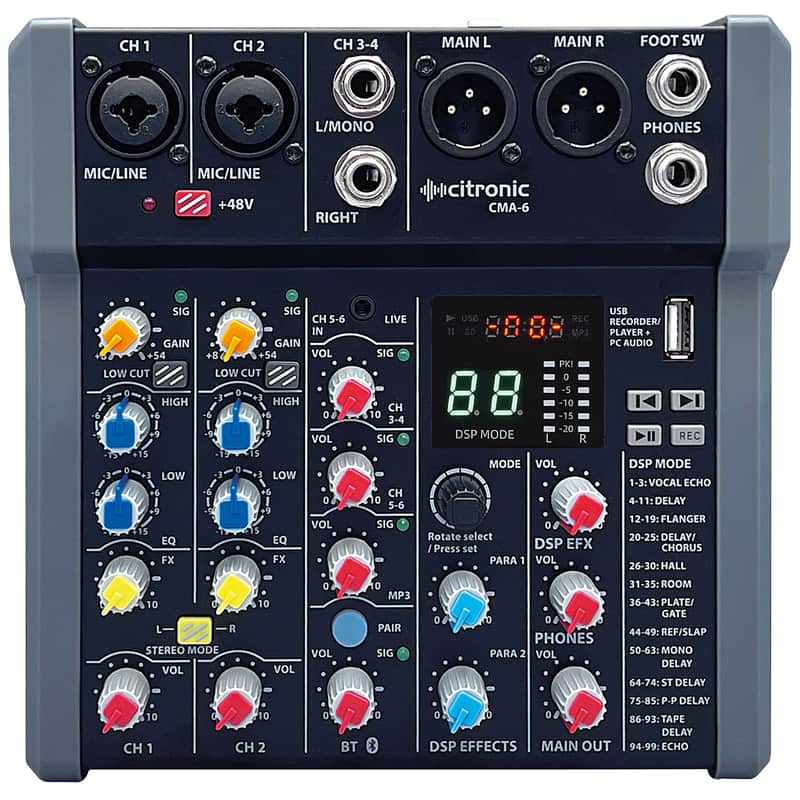 Citronic CMA-6 Compact Mixer with DSP FX and BT/USB image 1