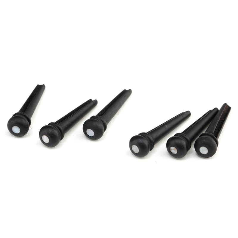 Musiclily Pre Slotted Guitar Ebony Bridge Pin With White Pearl Shell Dot (Pack of 6) image 1