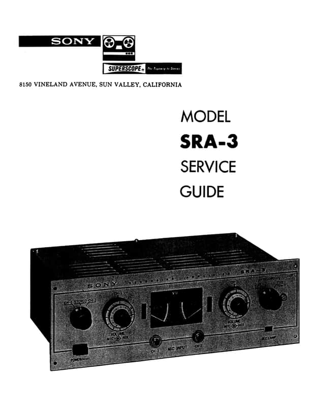 SRA-3 Recording Amplifier Tube SONY Vacuum Sony Mic Vintage, TC